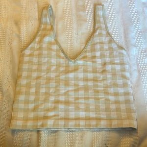 tan and white plaid tank top.
